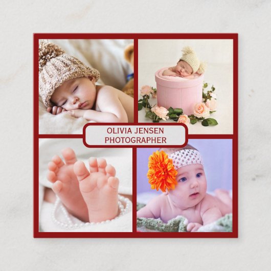 Neugeborene Fotografie Baby Fotograf Foto Quadratische Visitenkarte (Vorderseite)