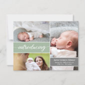 Neugeborene Fotos Grüne Geburtsankündigung Magneteinladung (Vorderseite)