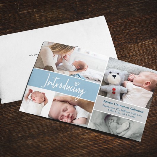 Neugeborene Fotos Herz Blau Geburt Ankündigung