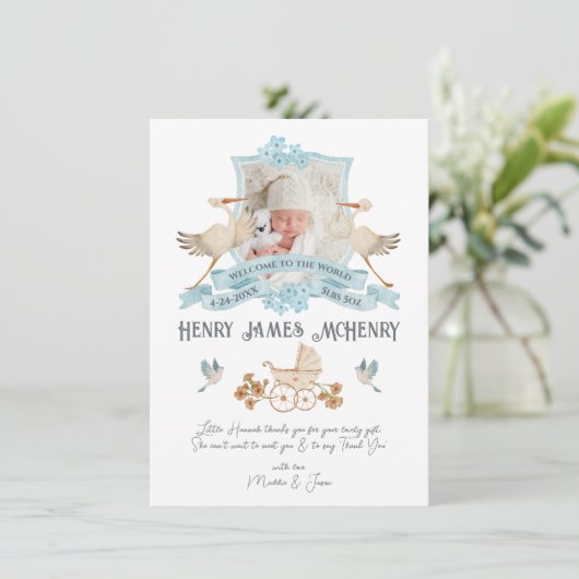 Neugeborene Geburtshilfe Ankündigung Foto Wappen S (Stehend Vorderseite)