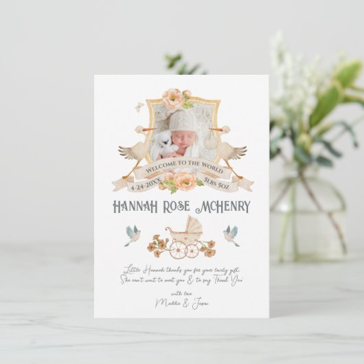 Neugeborene Geburtshilfe Ankündigung Foto Wappen S (Stehend Vorderseite)