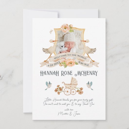 Neugeborene Geburtshilfe Ankündigung Foto Wappen S (Vorderseite)