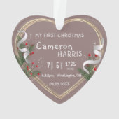 Neugeborene Geburtsinfo Benutzerdefiniertes Foto 1 Ornament (Rückseite)