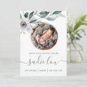 Neugeborene Geburtsstats-Foto-Ankündigungskarten Einladung (Stehend Vorderseite)