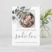 Neugeborene Geburtsstats-Foto-Ankündigungskarten Einladung (Stehend Vorderseite)