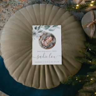 Neugeborene Geburtsstats-Foto-Ankündigungskarten Einladung