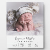 Neugeborene Geburtsstats Foto Plaque Fotoplatte (Vorderseite)