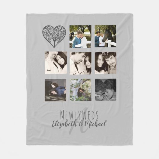 Neugeborene Hochzeitsgeschenk Mit Monogramm FotoCo Fleecedecke (Vorderseite)