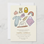 Neugeborene Illustrationen Kinderdusche anzeigen Einladung (Vorderseite)