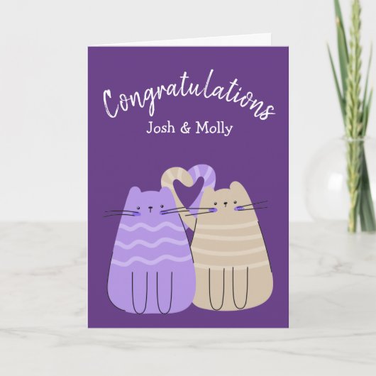 Neugeborene Katzen Glückwunsch zu Lila Karte (Vorderseite)