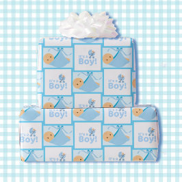 Neugeborene Kinderdusche Niedlich Pastel Blue Geschenkpapier