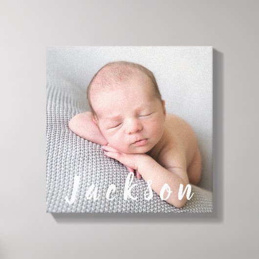 Neugeborene Kinderfotografie Personalisierter Name Leinwanddruck (Vorderseite)