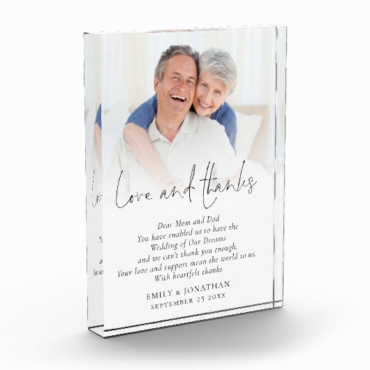 Neugeborene Liebe und Dank an Eltern Hochzeit Fotoblock (Links)