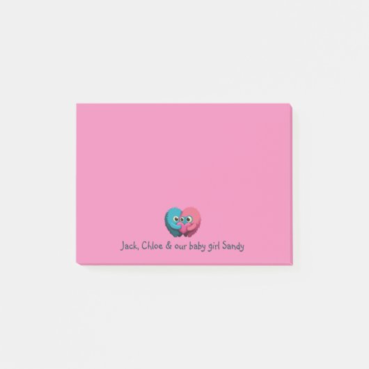 Neugeborene Monster-Eltern Post-it Klebezettel (Vorderseite)