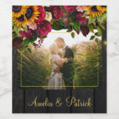 Neugeborene rustikale Sonnenblumen und Rose Hochze Weinetikett (Einzelnes Label)