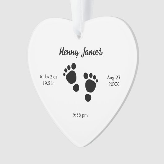 Neugeborene Stats Keepake Baby Feet Footprints Ornament (Vorderseite)