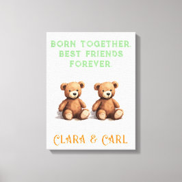Neugeborene Twins Kinderzimmer, Vintage Teddy Bear Leinwanddruck