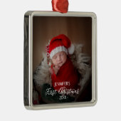Neugeborene Weihnachten Fügen Sie Ihr Foto hinzu Ornament Aus Metall (Rechts)