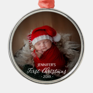 Neugeborene Weihnachten Fügen Sie Ihr Foto hinzu Ornament Aus Metall
