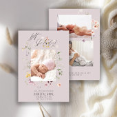 Neugeborene Wildblume Foto Collage Lilac Girl Birt Ankündigung