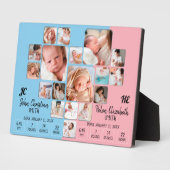 Neugeborene ZwillingsBaby Stats Foto Collage Monog Fotoplatte (Seite)
