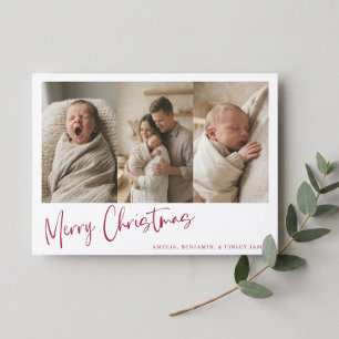 Neugeborenen-Baby-Ankündigung Weihnachten Foto Rot