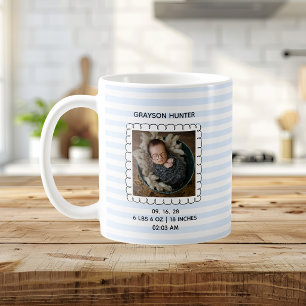 Neugeborenen-Baby-Foto Junge Blau Gestreift Kaffeetasse