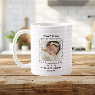 Neugeborenen-Baby-Foto Mädchen Rosa Gestreift Kaffeetasse