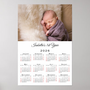 Neugeborenen-Foto-Kalender 2026 für das erste Jahr Poster