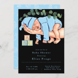 Neugeborener auf Mommy Arms Blue Baby Shower Einladung