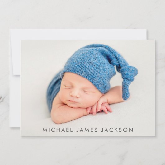 Neugeborener Baby Boy Foto Flat Ankündigungskarte Ankündigung (Vorderseite)