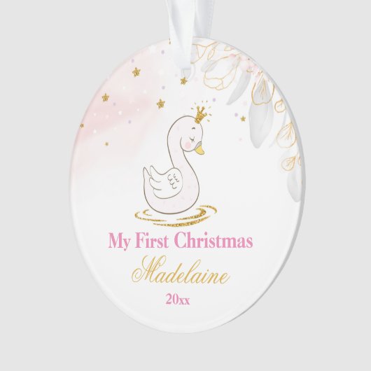 Neugeborener First Christmas Ornament Baby Swan (Vorderseite)