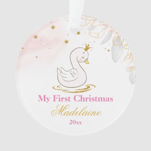 Neugeborener First Christmas Ornament Baby Swan (Vorderseite)
