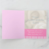 Neugeborener Foto momento Karten-Rosa-Karo Karte (Innenseite)