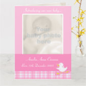 Neugeborener Foto momento Karten-Rosa-Karo Karte (Gelbe Blume)