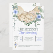 Neugeborener schlafend in Händen Eukalyptus Einladung (Vorne/Hinten)