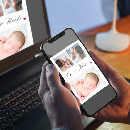 Neugeborenes 3 Foto Collage elegant danke Einladung