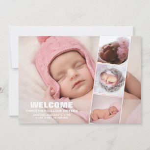Neugeborenes Baby 4 Foto Collage Geburtsankündigun Ankündigung