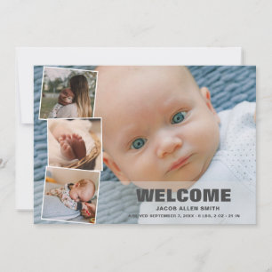 Neugeborenes Baby 4 Foto Collage Geburtsankündigun Feiertagskarte