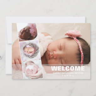 Neugeborenes Baby 4 Foto Collage Geburtsankündigun Feiertagskarte
