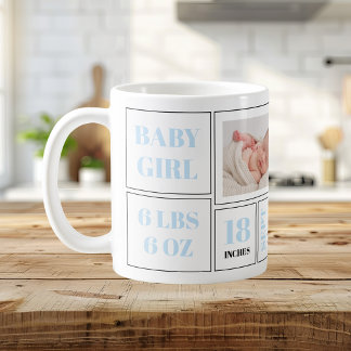 Neugeborenes Baby Blau Zwei Foto Baby Junge Geburt Kaffeetasse