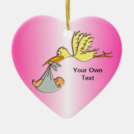 Neugeborenes Baby - eine Fliegen-Storch-Lieferung Keramik Ornament