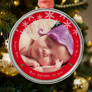 Neugeborenes Baby Foto First Christmas Keepake Ornament Aus Metall