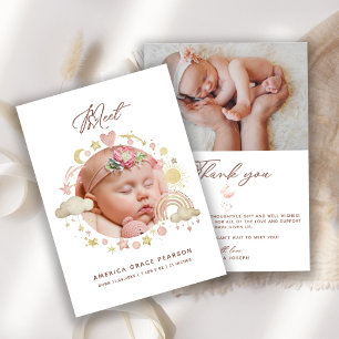 Neugeborenes Baby Girl Foto Vielen Dank Ankündigung