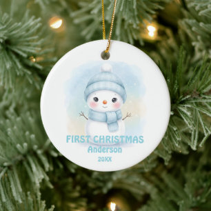 Neugeborenes Baby-Junge Erstes Weihnachten Schneem Keramik Ornament