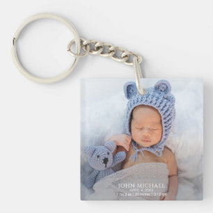 Neugeborenes Baby Jungen Foto Schlüsselanhänger