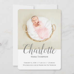 Neugeborenes Baby Mädchen Foto Name Skript Overlay Ankündigung