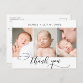 Neugeborenes Baby Modernes Script Foto Collage Vie Postkarte (Vorne/Hinten)