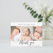 Neugeborenes Baby Modernes Script Foto Collage Vie Postkarte (Stehend Vorderseite)