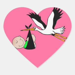 Neugeborenes Baby & Storch Herz-Aufkleber
